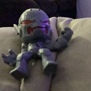 Futuristic Gray and Red Robot Figure